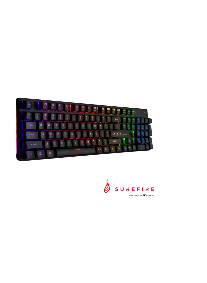 SureFire KingPin M2 Mechanical Gaming Keyboard English, Gaming Multimedia Keyboard Full Size, RGB Keyboard with Lighting, 100% Anti-Ghosting Keys, English Layout QWERTY - Image 3