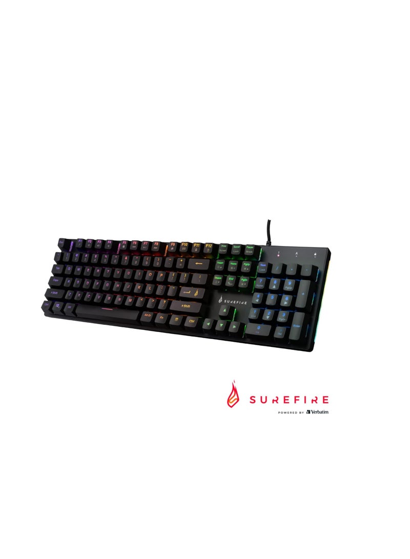 SureFire KingPin M2 Mechanical Gaming Keyboard English, Gaming Multimedia Keyboard Full Size, RGB Keyboard with Lighting, 100% Anti-Ghosting Keys, English Layout QWERTY - Image 4