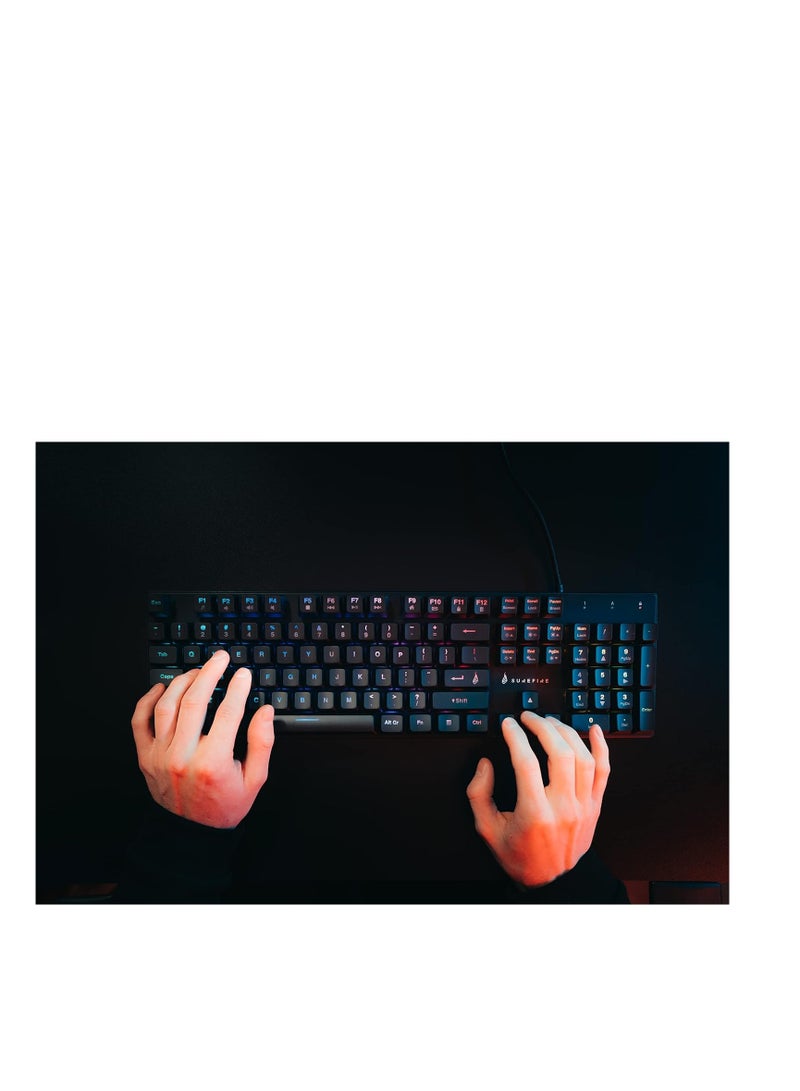 SureFire KingPin M2 Mechanical Gaming Keyboard English, Gaming Multimedia Keyboard Full Size, RGB Keyboard with Lighting, 100% Anti-Ghosting Keys, English Layout QWERTY - Image 5
