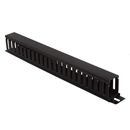 BOXNUBE 1U 22 Slot Rack Mount Horizontal Cable Manager Duct Raceway with Cover & Screws for 19" Server Rack - 1 Pack - Image 1