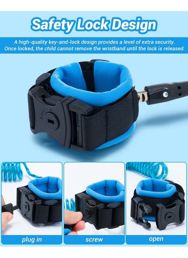 Dr.Meter - Anti Lost Wrist Link 2 Pack Toddler Safety Leash With Key Lock Dr.Meter Reflective Child Walking Harness 8.2Ft Blue + 4.92Ft Orange Kids Leash For Supermarket Mall Airport Amusement Park Zoo Travel - Image 1