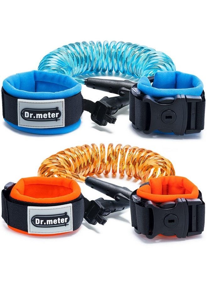 Dr.Meter - Anti Lost Wrist Link 2 Pack Toddler Safety Leash With Key Lock Dr.Meter Reflective Child Walking Harness 8.2Ft Blue + 4.92Ft Orange Kids Leash For Supermarket Mall Airport Amusement Park Zoo Travel - Image 1