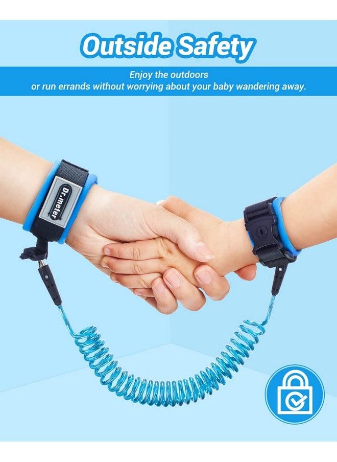 Dr.Meter - Anti Lost Wrist Link 2 Pack Toddler Safety Leash With Key Lock Dr.Meter Reflective Child Walking Harness 8.2Ft Blue + 4.92Ft Orange Kids Leash For Supermarket Mall Airport Amusement Park Zoo Travel - Image 1