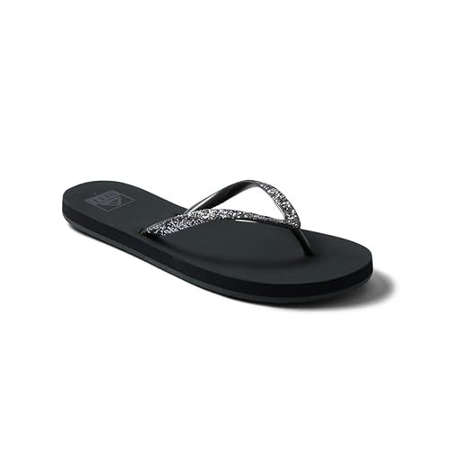 Reef Stargazer Womens Beach Flip Flop, Super Lightweight and Soft Footbed, Thin Glitter Strap, Shadow, 10 - Image 3