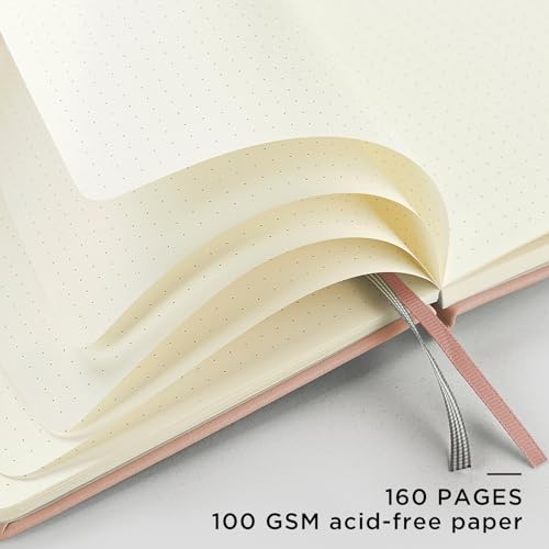 &And Per Se ⩓ Per Se Dotted Journal Notebook, A5 Hardcover Leather Dotted Journal, 160 Pages 100gsm Thick Dot Grid Paper, 3 Sheets of Stickers Included - 5.7'' x 8'' (Apricot) - Image 4