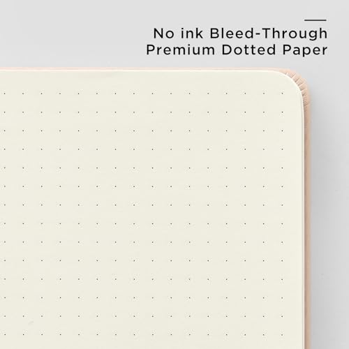 &And Per Se ⩓ Per Se Dotted Journal Notebook, A5 Hardcover Leather Dotted Journal, 160 Pages 100gsm Thick Dot Grid Paper, 3 Sheets of Stickers Included - 5.7'' x 8'' (Apricot) - Image 5