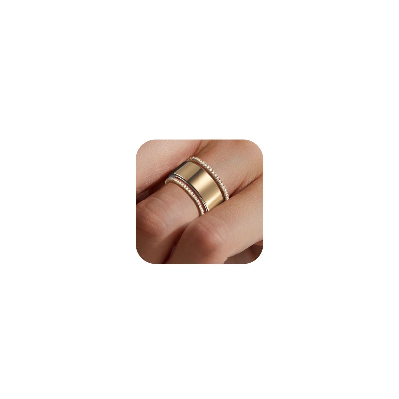 ZOOROO 2-Pack 14K Gold Plated Stacking Rings for Oura Gen 4/Oura Gen 3, Cubic Zirconia Simulated Diamond Oura Ring Stack for Women - Image 2