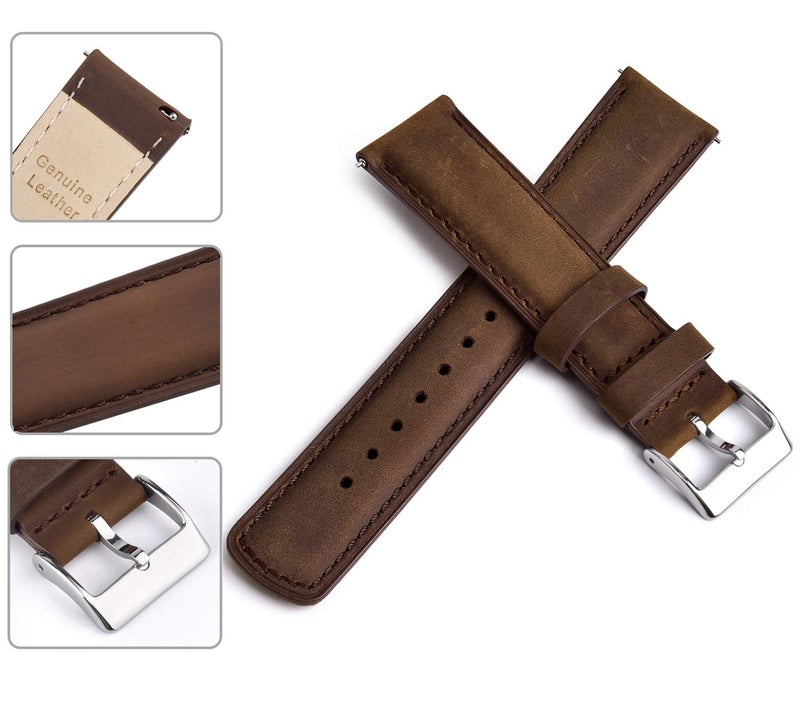 Ritche Genuine Classic Vintage 20mm Leather Watch Band for Galaxy Watch 6 Classic Omega x Swatch Moonswatch Quick Release Leather Watch Strap (Saddle Brown), White Elephant Gifts, Stocking Stuffers for Men, Father's Day gifts - Image 4