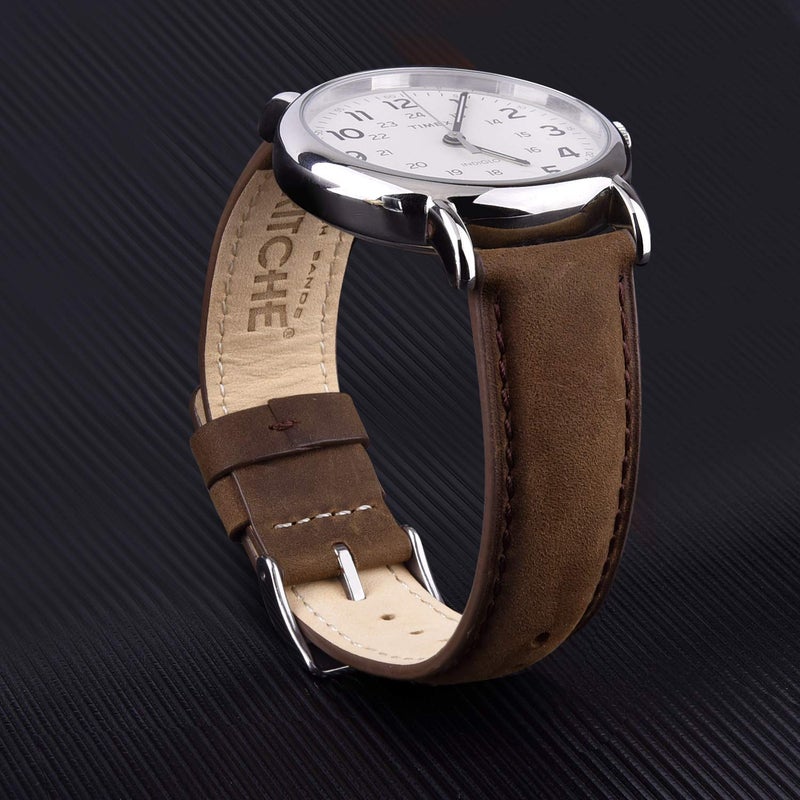 Ritche Genuine Classic Vintage 20mm Leather Watch Band for Galaxy Watch 6 Classic Omega x Swatch Moonswatch Quick Release Leather Watch Strap (Saddle Brown), White Elephant Gifts, Stocking Stuffers for Men, Father's Day gifts - Image 2