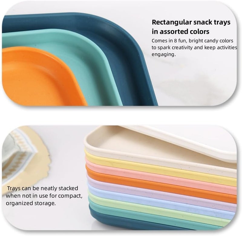 Takositio Wheat Straw Serving Rectangular Large Serving Platters Plates for Dinner, Party, Entertaining Dinner Trays Tea, Bar Tray, Breakfast Tray Food Tray (38cm, Random Color, Pack of 2) - Image 3
