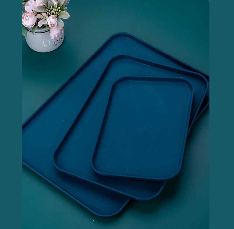 Takositio Wheat Straw Serving Rectangular Large Serving Platters Plates for Dinner, Party, Entertaining Dinner Trays Tea, Bar Tray, Breakfast Tray Food Tray (38cm, Random Color, Pack of 2) - Image 4