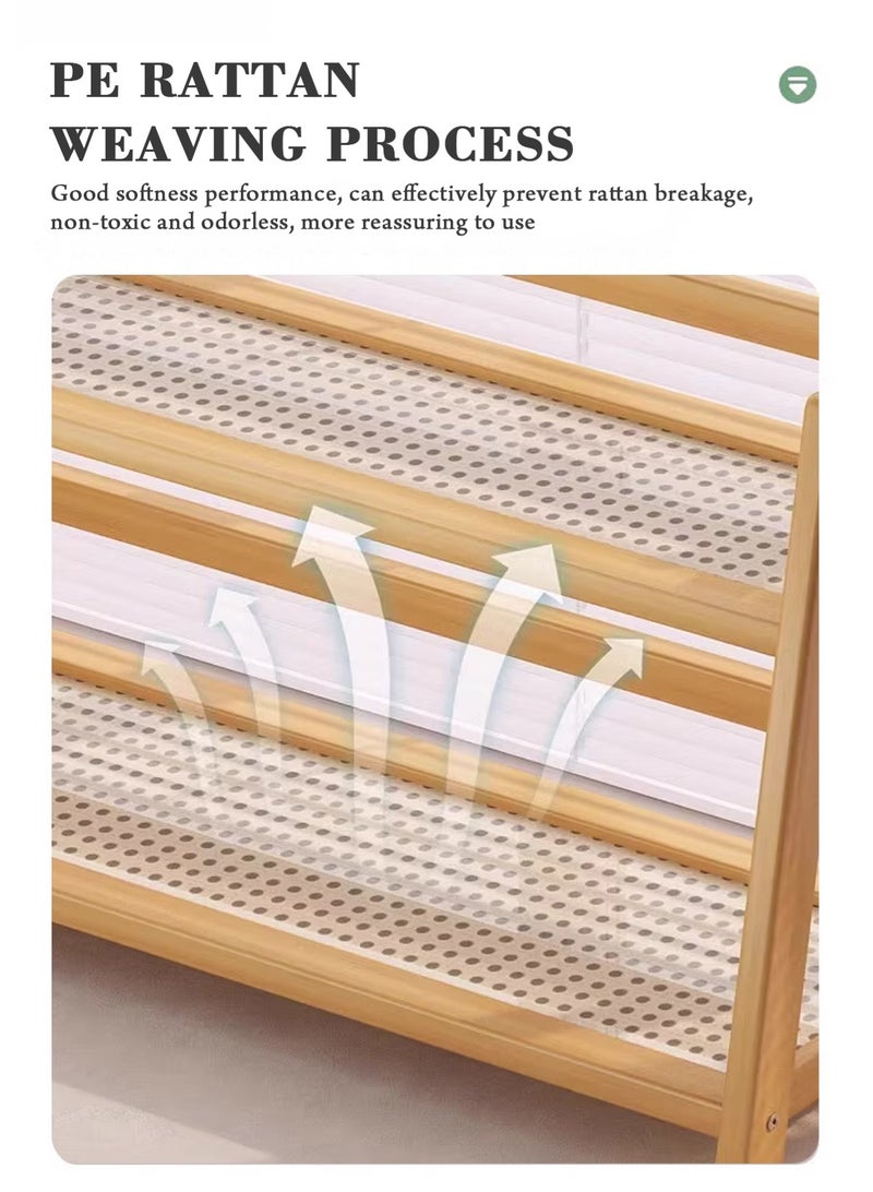 هومار كيت منظم لمحطة القهوة بمظهر خوص من طبقتين، حامل أكواب من الخيزران على سطح الطاولة، رف لطاولة المطبخ لإكسسوارات بار الشاي والقهوة، حامل ماتشا، عرض الأكواب، رف تخزين التوابل - Image 5