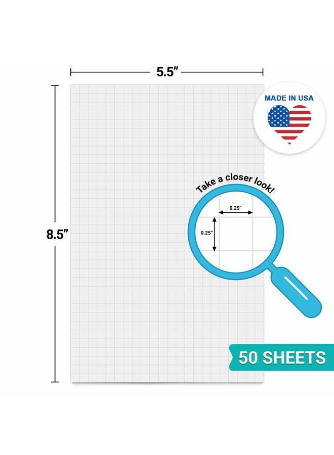 321Done Graph Paper Notepad - 50 Sheets (5.5" x 8.5") - 0.25" Grid Planning Note Pad - Thick Premium Paper - Made in USA - Plain White - Image 2