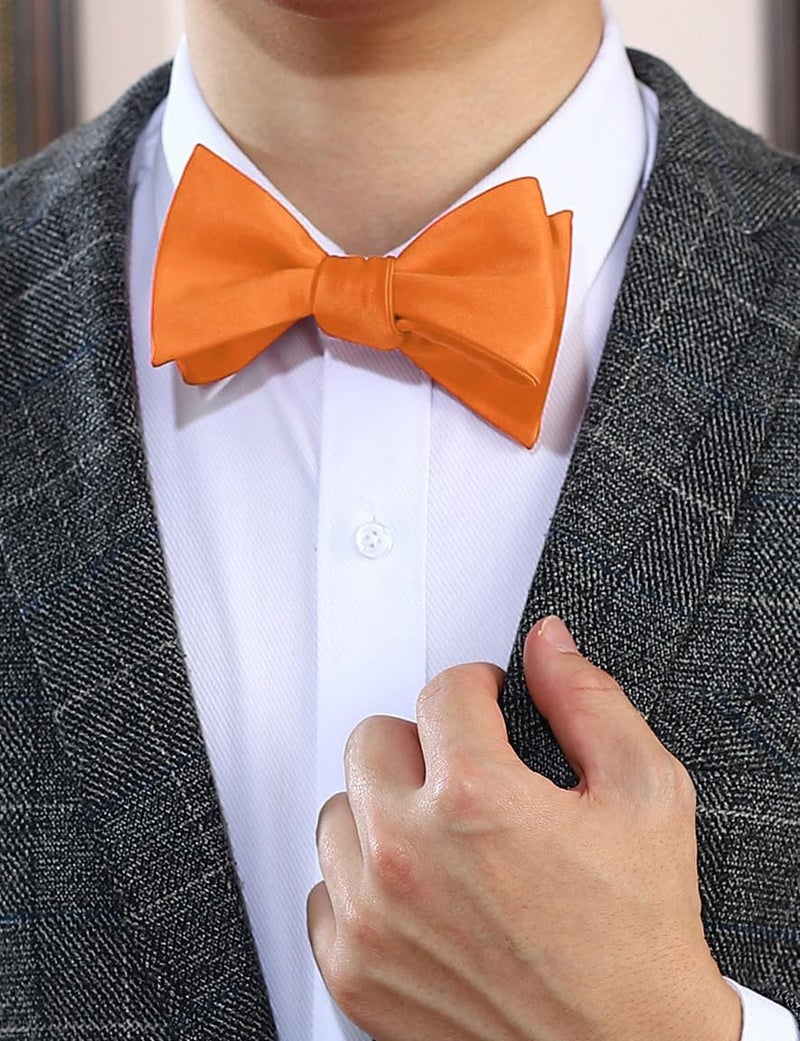 pensee Mens Solid Bowtie Woven Self Tie Bow Ties Tuxedo & Wedding Bowties - Image 2