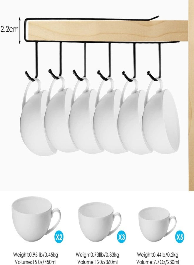 FORKLS 6 Hooks Under Shelf Cup Holder Stand for Kitchen Multi-Functional Utensil Rack for Hanging Under Cabinet Coffee Mug Holder (White, Pack of 2), Metal - Image 3