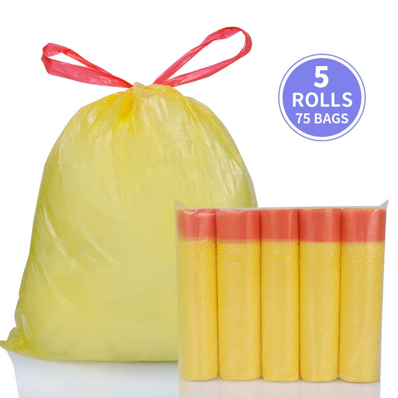 5 Rolls Garbage Bag Rope Bag Automatic Closing Drawstring Disposable Garbage Bag Hair - Image 2