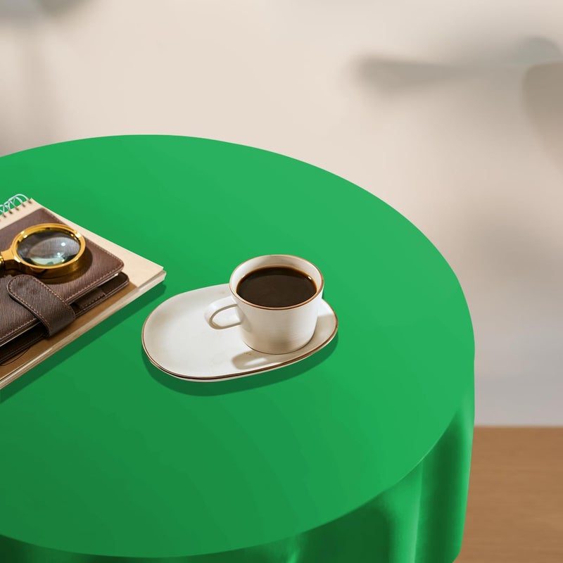 YSYJ 3 Pack Green Plastic Tablecloth Disposable Round Table Cloth 84 Inch Table Cover for Parties - Image 5