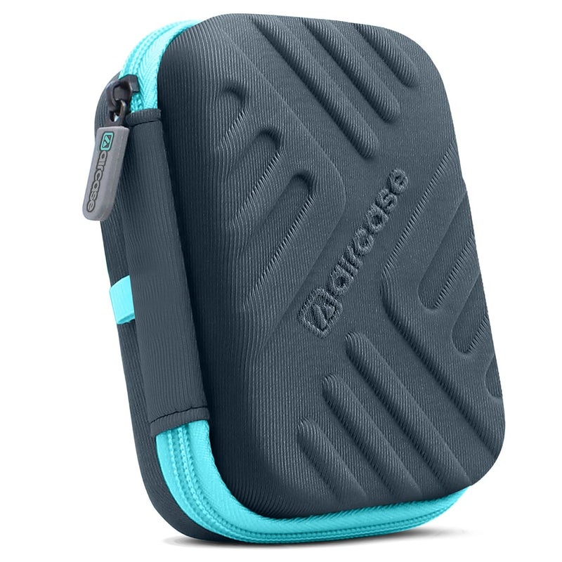 AirCase حافظة قرص صلب خارجي 2.5 بوصة مع غلاف EVA مقاوم للصدمات وبطانة ناعمة | حقيبة تنظيم سفر مع جيب شبكي، إغلاق بسحاب للقرص الصلب/القرص الصلب SSD، سماعات الأذن، شاحن والأجهزة (رمادي) - Image 1