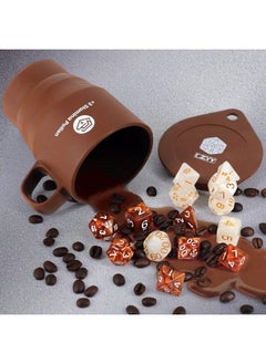CZYY Dnd Coffee & Sugar Themed Dice Set (14 Pcs) With +3 Stamina Potion Silicone Mug For Storage 7 Acrylic Resin Polyhedral Gaming Dice For Dungeons And Dragons Pathfinder And Tabletop Rpg  - Image 1