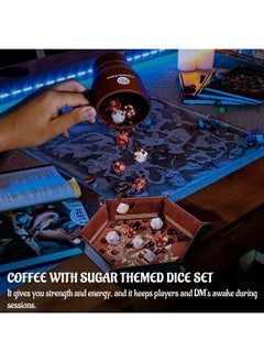 CZYY Dnd Coffee & Sugar Themed Dice Set (14 Pcs) With +3 Stamina Potion Silicone Mug For Storage 7 Acrylic Resin Polyhedral Gaming Dice For Dungeons And Dragons Pathfinder And Tabletop Rpg  - Image 3