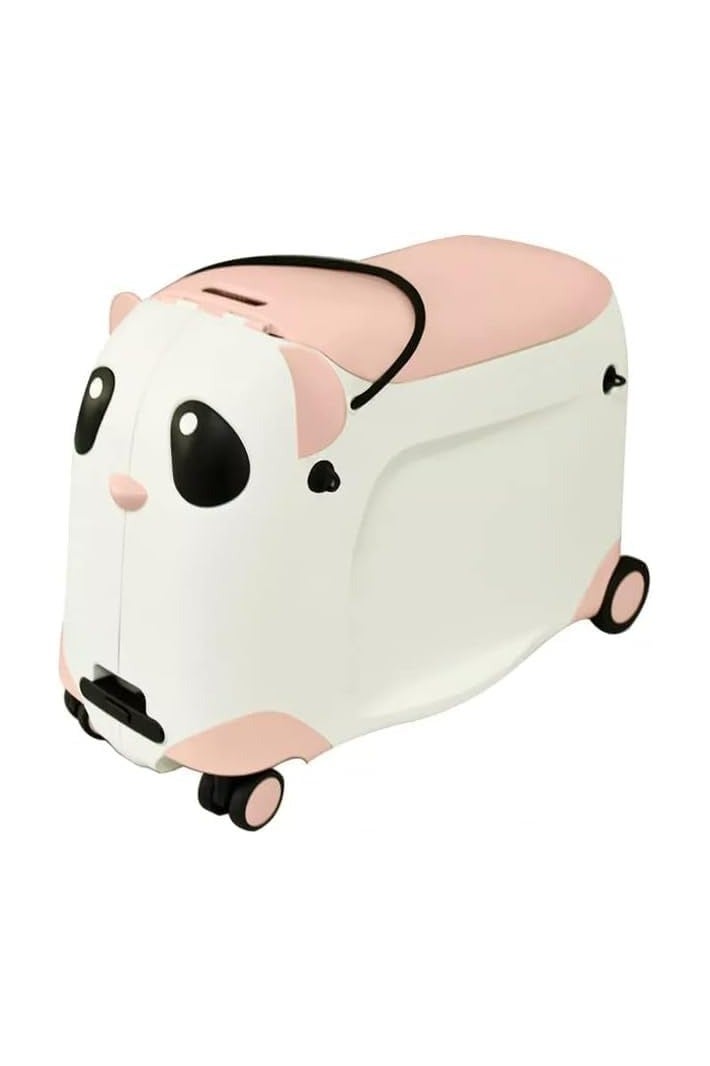 Kids Ride On Trolley Suitcase, Cartoon Panda with Sliding Wheels, Zipper and Lock, Durable Travel Carry On for Children - Image 1