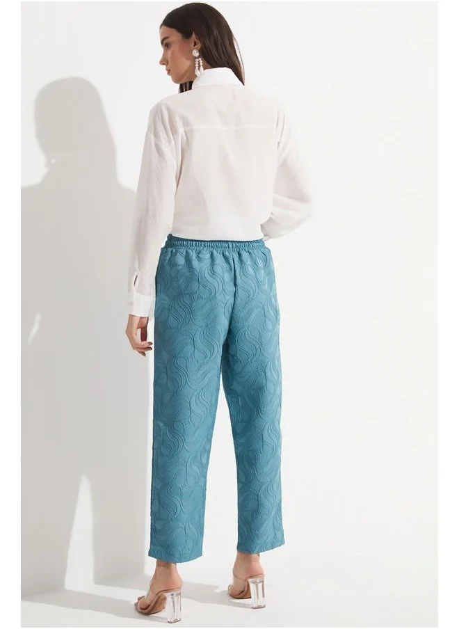 جون June Exclusive Self Patterned Trouser Teal