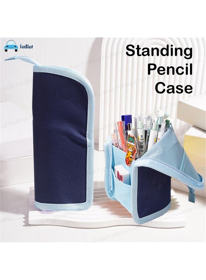 فنبلاست حافظة أقلام FunBlast الدائمة، حقيبة أقلام أنيقة للبنات والأولاد - أدوات مكتبية كورية منبثقة من Boba، صندوق منظم مستحضرات التجميل، حقائب أقلام رصاص للأولاد والبنات والأطفال والنساء وطلاب المدارس (أزرق) - Image 2