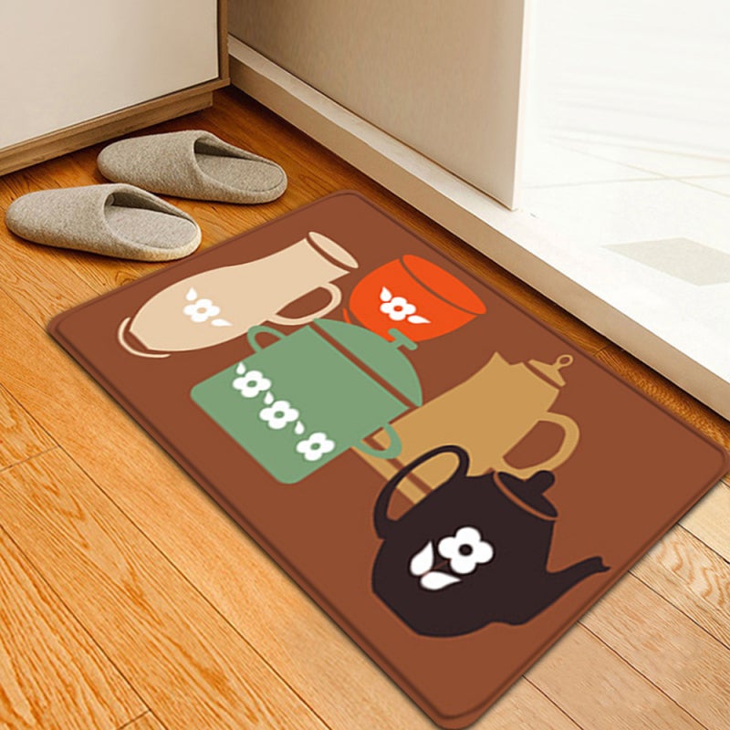 Kitchen Rug Set 2-Piece Polyester Non-Slip Floor Mats Super-Absorbent Cute Cartoon Style Carpet - Quick-Drying Water Absorbent Rugs for Home Kitchen Bathroom Doorway - Image 5