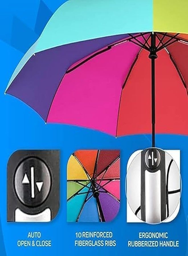 SIARA Rainbow Waterproof Windproof Automatic Open/Close, Color Changing Rain Umbrellas for UV Protection & Rain for Men Women and Kids - Image 2