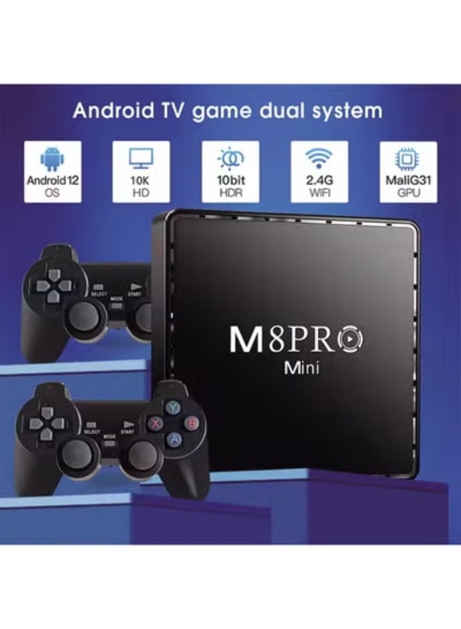 ELTRAZONE M8 Pro Mini Game TV Box Android 12 Retro Gaming Console Dual System 64GB with 2 Wireless Controllers - Image 4
