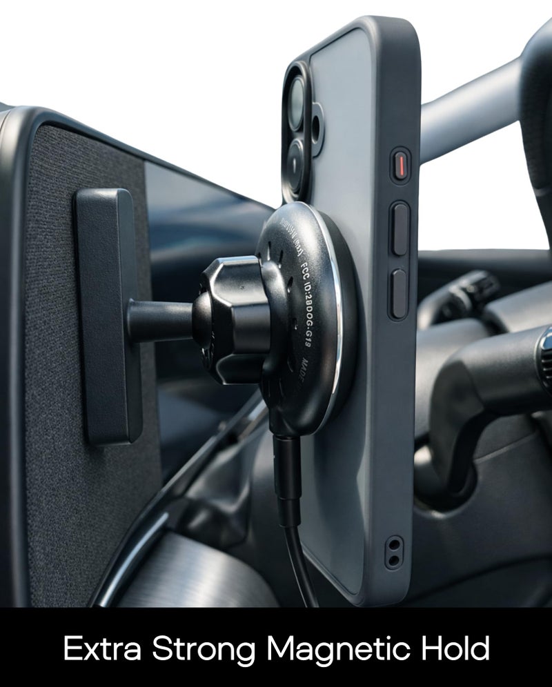 Maxby Phone Charger Mount for Hyundai Sonata/Kona/Santa Fe/Santa Cruz (2024-2026), Tucson (2025-2026), Ioniq 5 and Ioniq 9, Magnetic Dashboard Phone Holder, MagSafe-Compatible - Image 2