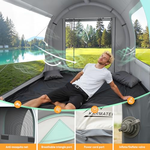 M KARMATER Inflatable SUV Tent for Camping, Large Quick Setup Blow Up Glamping Tents, 6-Person Tent with Detachable Car Attachment, Van Tents with Storage Bag &Projection Screen, Waterproof SUV Awning for Travel - Image 5