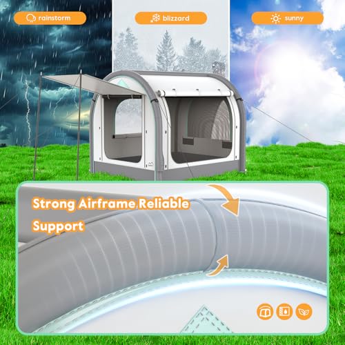 M KARMATER Inflatable SUV Tent for Camping, Large Quick Setup Blow Up Glamping Tents, 6-Person Tent with Detachable Car Attachment, Van Tents with Storage Bag &Projection Screen, Waterproof SUV Awning for Travel - Image 4