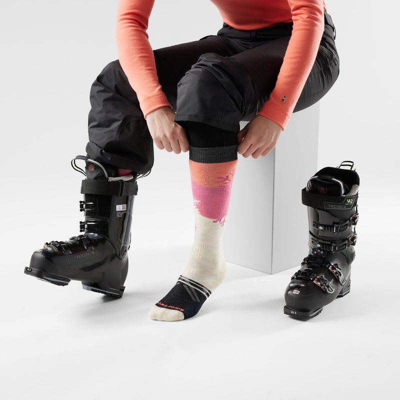 Smartwool, Women's, Ski Full Cushion Snowpocalypse Pattern Over The Calf Socks, Moonbeam, Large - Image 2