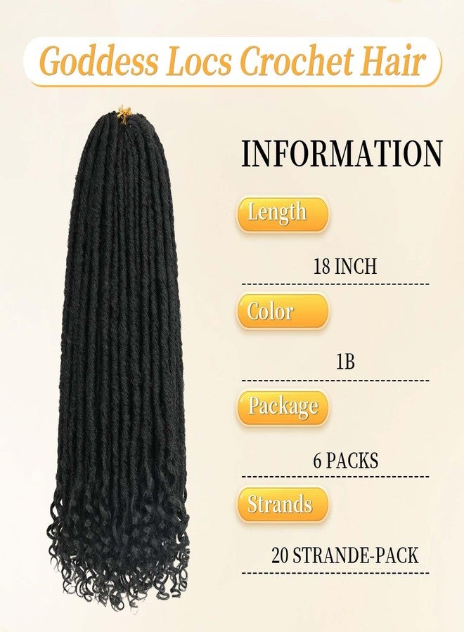MODERN QUEEN Goddess Locs Crochet Hair 6 Packs, 18 Inch Straight Faux Locs Crochet Braids, Pre-Looped Curly Soft Synthetic Braiding Hair Extensions for Black Women(18 Inch, 6 Packs, 1B#) - Image 2
