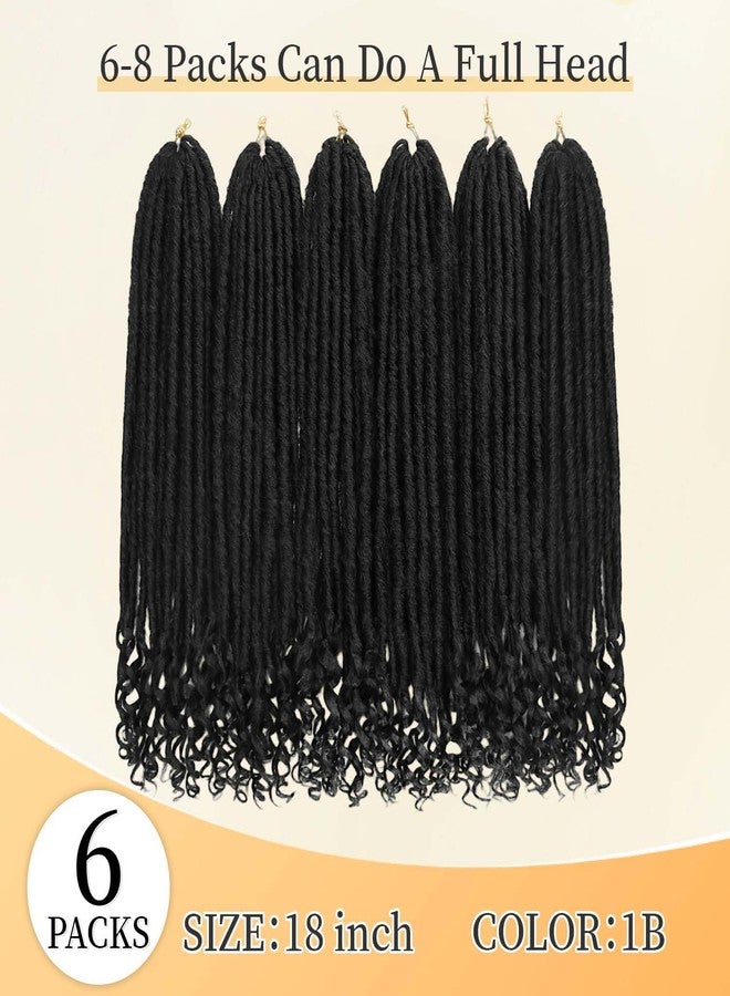 MODERN QUEEN Goddess Locs Crochet Hair 6 Packs, 18 Inch Straight Faux Locs Crochet Braids, Pre-Looped Curly Soft Synthetic Braiding Hair Extensions for Black Women(18 Inch, 6 Packs, 1B#) - Image 3