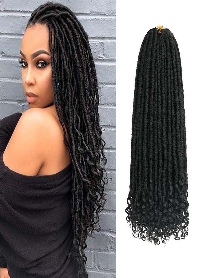 MODERN QUEEN Goddess Locs Crochet Hair 6 Packs, 18 Inch Straight Faux Locs Crochet Braids, Pre-Looped Curly Soft Synthetic Braiding Hair Extensions for Black Women(18 Inch, 6 Packs, 1B#) - Image 1