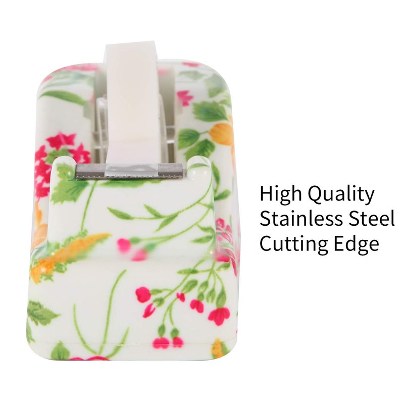 VIBRANZ LAB VIBRANZ-LAB Cute Tape Dispenser Desk Home Office Desk Supplies Fun Desk Accessories Floral Office Tape Dispensers Cute Office Supplies for Women Desk Weighted Non-Skid Non-Slip Base - Image 4