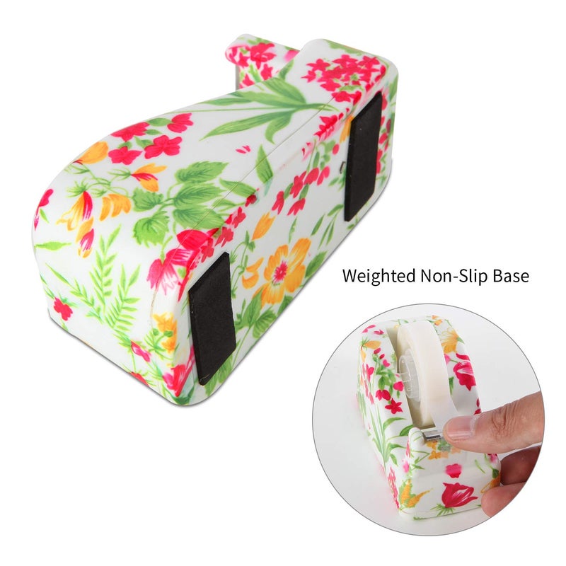 VIBRANZ LAB VIBRANZ-LAB Cute Tape Dispenser Desk Home Office Desk Supplies Fun Desk Accessories Floral Office Tape Dispensers Cute Office Supplies for Women Desk Weighted Non-Skid Non-Slip Base - Image 5