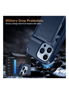 SYOSI Mobile Case for iPhone 13 Pro Max, Protective Wallet Cover with 2Pcs Screen Protector, Semi-Auto Hidden Card Slot, Military Grade Drop Protection, 6.7 Inch, Blue  - Image 3