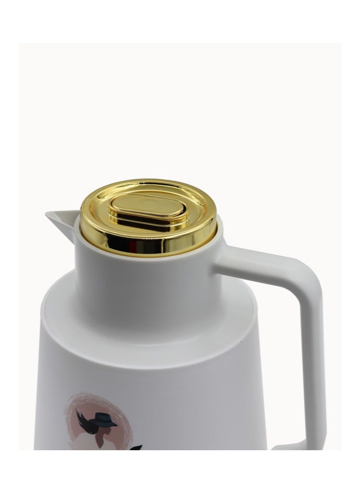 Yolo 1 Liter Coffee/Tea Vacuum Flask for Hot and Cold Beverages – Urban Lady Design, Beige Color, Long-Lasting Heat Retention - Image 3
