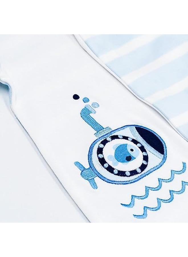 مون تي شيرت وسروال قصير مصنوع من القطن بنسبة 100% مقاس 6 إلى 9 أمتار باللون الأزرق Little Submarine - Image 3