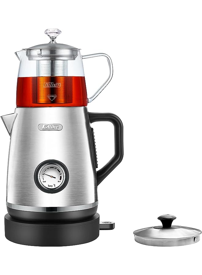 IAF Germany 1600W 2-in-1 Compact 1.2L Stainless-steel Tea Maker + Electric Kettle, 75/85/100°C Adjustable Touch Temp Setting, German Glass Tech Teapot, TS190, 2Y Guarantee-UAE Version (Silver) - Image 1