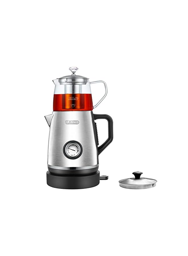 IAF Germany 1600W 2-in-1 Compact 1.2L Stainless-steel Tea Maker + Electric Kettle, 75/85/100°C Adjustable Touch Temp Setting, German Glass Tech Teapot, TS190, 2Y Guarantee-UAE Version (Silver) - Image 2