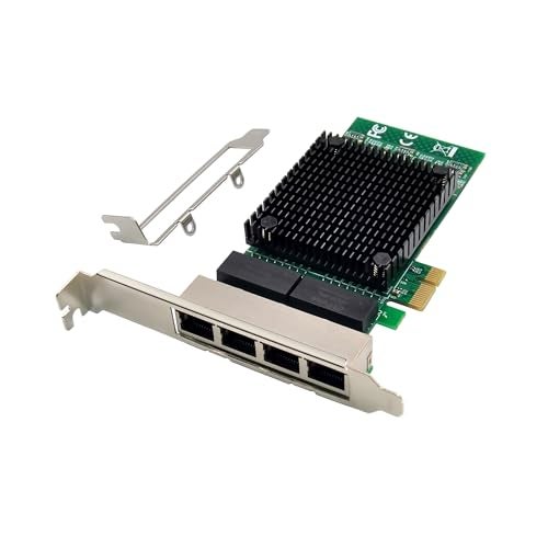 Millennium TECHNOLOGY تقنية الألفية PCI Express (PCIe x1) محول شبكة خادم رباعي المنافذ جيجابت مع شريحة 82571 | بطاقة إيثرنت خادم رباعي المنافذ PCI Express 1000Mbps مع بروفايل منخفض، أسود - Image 1