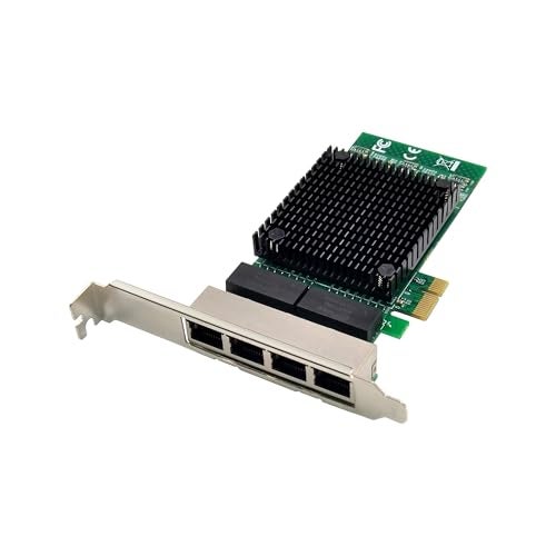 Millennium TECHNOLOGY تقنية الألفية PCI Express (PCIe x1) محول شبكة خادم رباعي المنافذ جيجابت مع شريحة 82571 | بطاقة إيثرنت خادم رباعي المنافذ PCI Express 1000Mbps مع بروفايل منخفض، أسود - Image 2