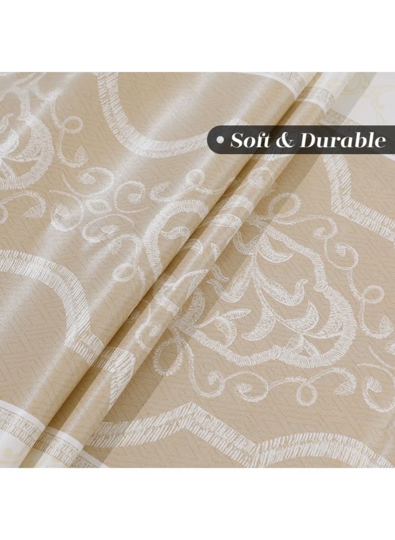 Silk Texture PU Leather Tablecloth , Simple Rectangular Table Cover, Waterproof Oil-proof Non-slip Heat Resistant, Wash-free Easy Care, 140×200CM Khaki - Image 3