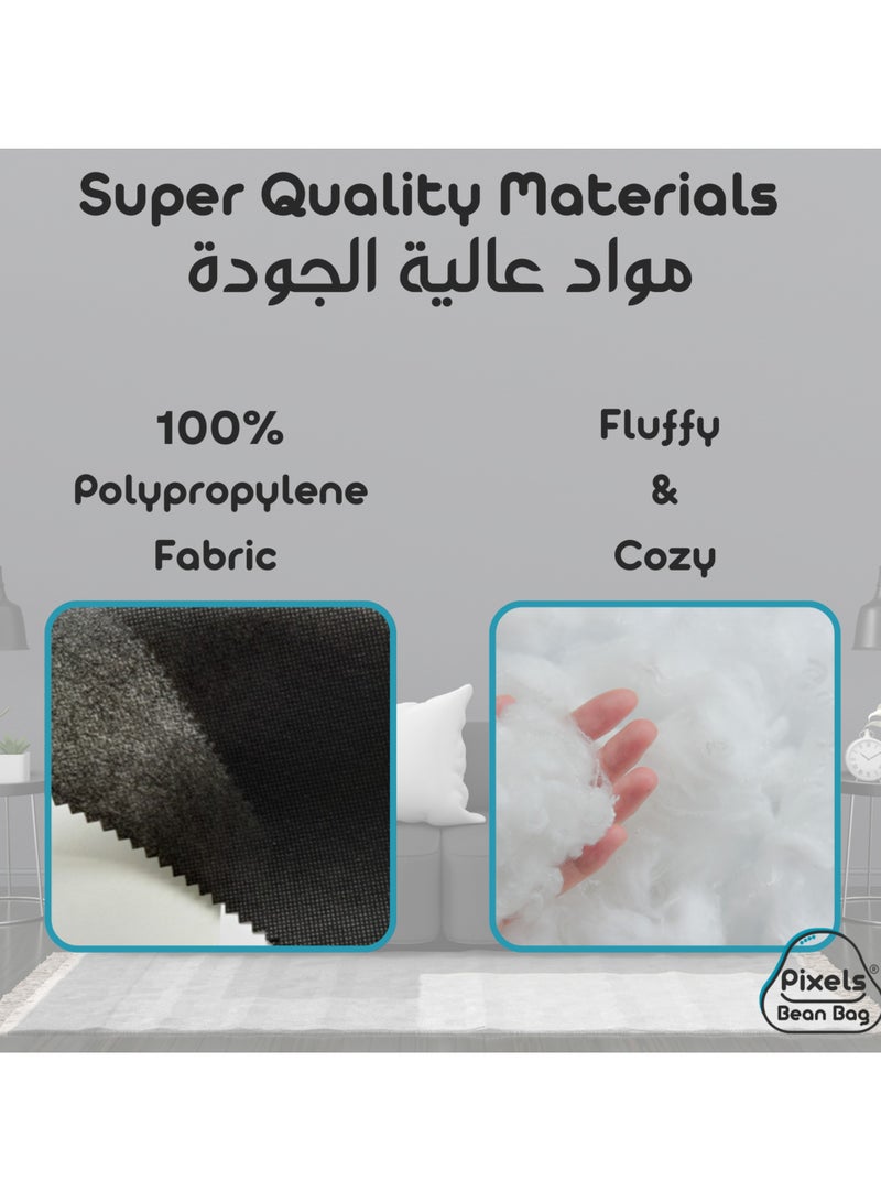 بكسل بين باج عبوة حشو وسادة زينة من بكسل بين باج للاستخدام الداخلي للأريكة والمقاعد، قماش أسود من البولي بروبلين غير منسوج، إغلاق خياطة بدون سحاب "بدون سستة" مجموعة عدد 2 قطعة - Image 3