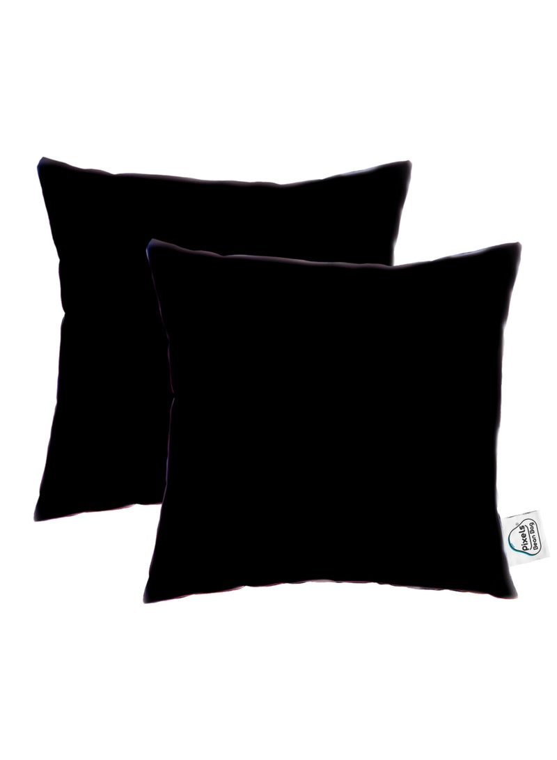 بكسل بين باج عبوة حشو وسادة زينة من بكسل بين باج للاستخدام الداخلي للأريكة والمقاعد، قماش أسود من البولي بروبلين غير منسوج، إغلاق خياطة بدون سحاب "بدون سستة" مجموعة عدد 2 قطعة - Image 1