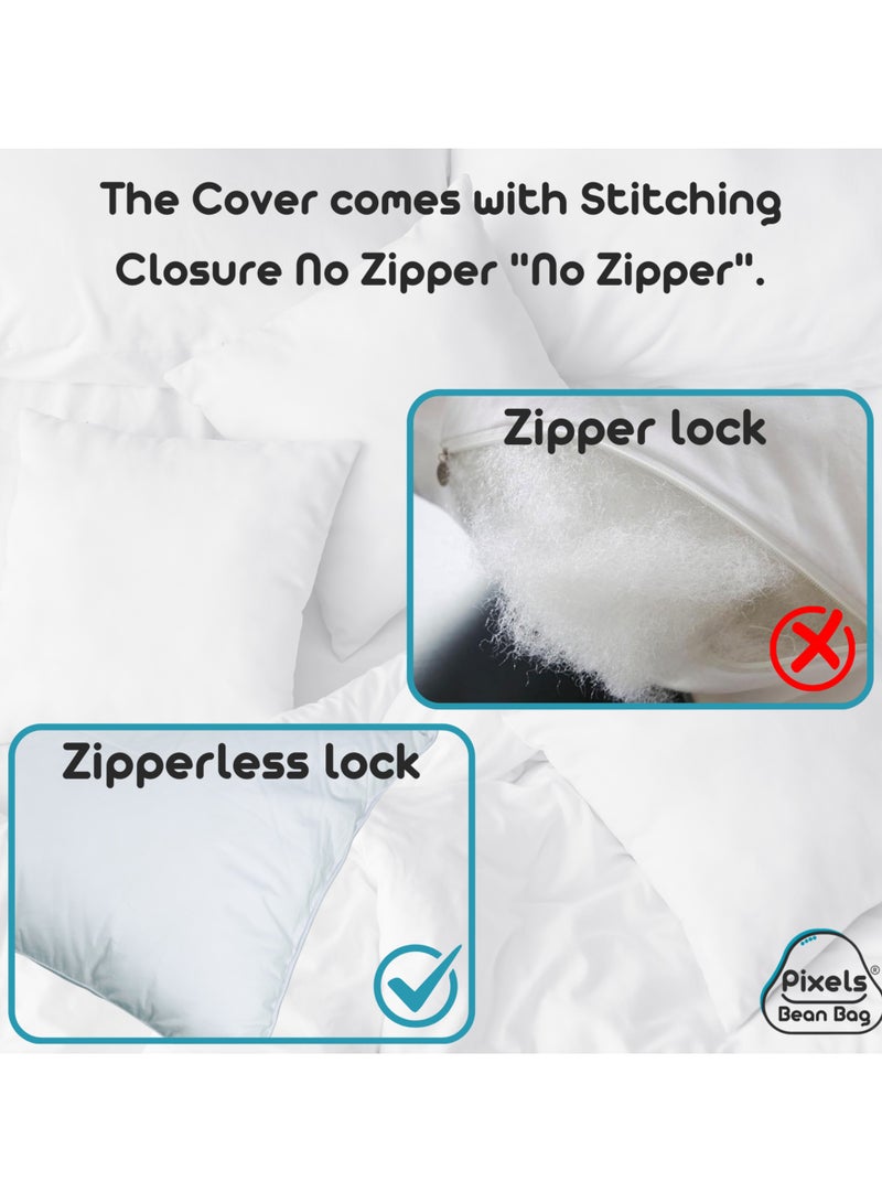 بكسل بين باج عبوة حشو وسادة زينة من بكسل بين باج للاستخدام الداخلي للأريكة والمقاعد، قماش أسود من البولي بروبلين غير منسوج، إغلاق خياطة بدون سحاب "بدون سستة" مجموعة عدد 2 قطعة - Image 5